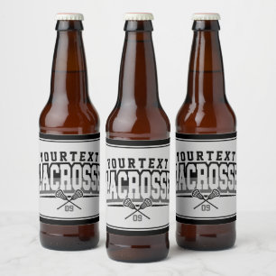 Personalized Lacrosse Player ADD NAME Team Number Beer Bottle Label