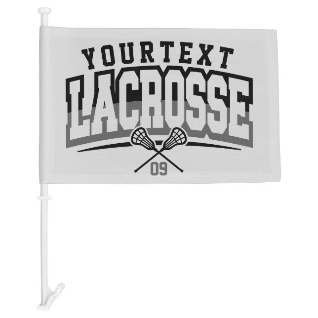 Personalized Lacrosse Player ADD NAME Team Number Car Flag (Front)