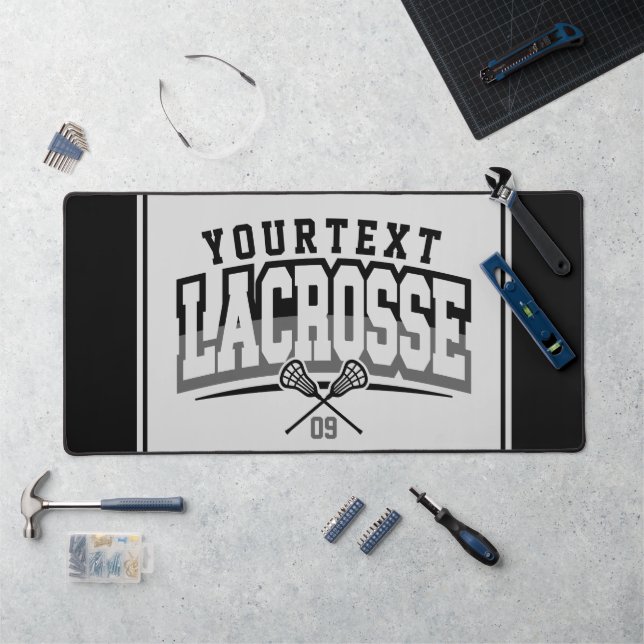 Personalized Lacrosse Player ADD NAME Team Number Desk Mat (Workstation)