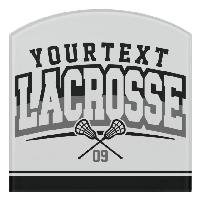 Personalized Lacrosse Player ADD NAME Team Number Door Sign (Contour Front)