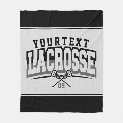 Personalized Lacrosse Player ADD NAME Team Number Fleece Blanket