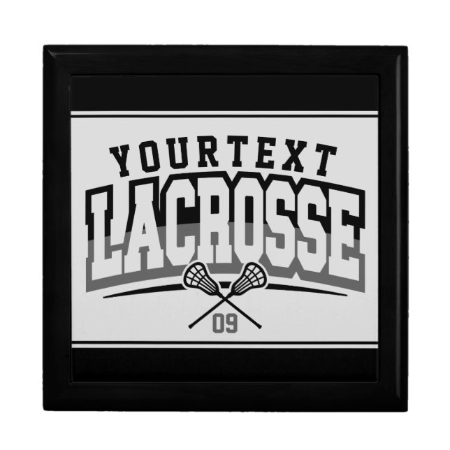 Personalized Lacrosse Player ADD NAME Team Number Gift Box (Front)