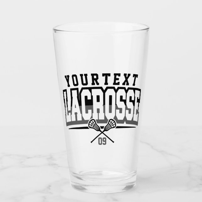 Personalized Lacrosse Player ADD NAME Team Number Glass (Front)