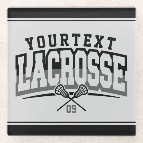 Personalized Lacrosse Player ADD NAME Team Number Glass Coaster