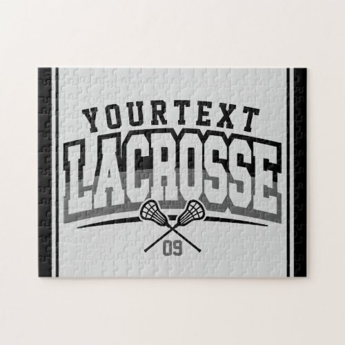 Personalized Lacrosse Player ADD NAME Team Number Jigsaw Puzzle