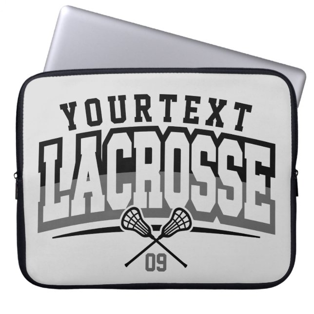 Personalized Lacrosse Player ADD NAME Team Number Laptop Sleeve (Front)