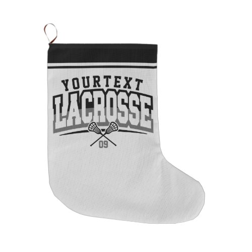 Personalized Lacrosse Player ADD NAME Team Number Large Christmas Stocking