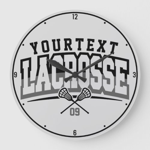 Personalized Lacrosse Player ADD NAME Team Number Large Clock