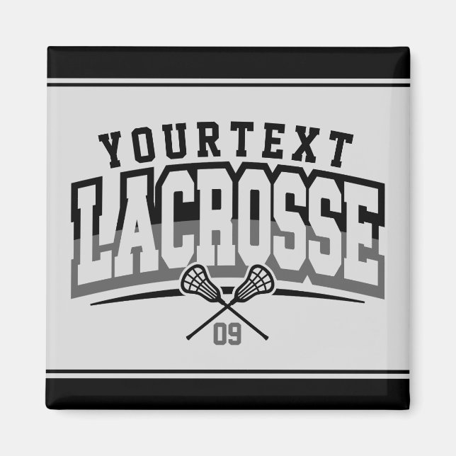Personalized Lacrosse Player ADD NAME Team Number Magnet (Front)
