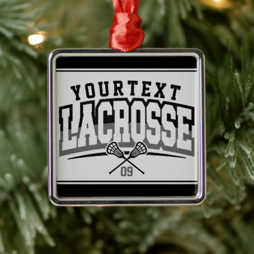 Personalized Lacrosse Player ADD NAME Team Number Metal Ornament
