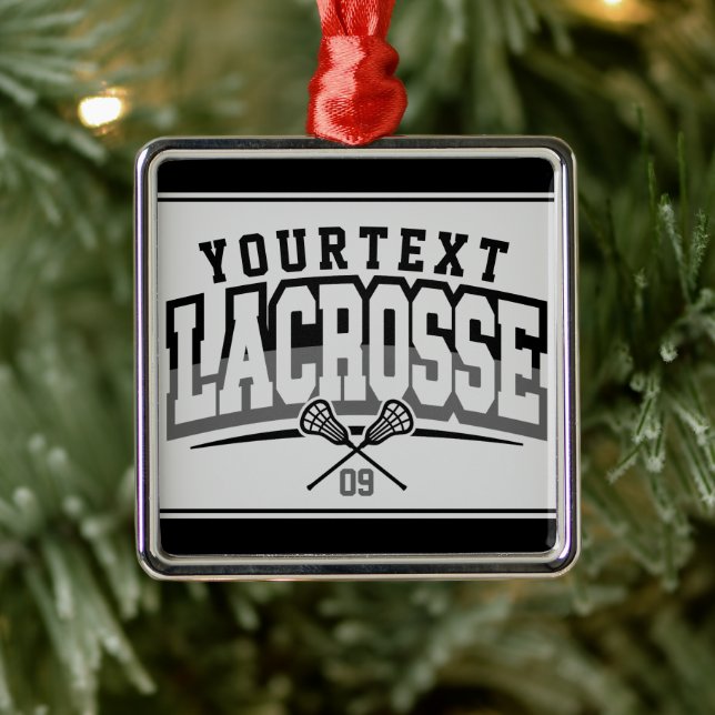 Personalized Lacrosse Player ADD NAME Team Number Metal Ornament (Tree)