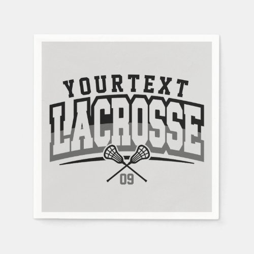 Personalized Lacrosse Player ADD NAME Team Number Napkins