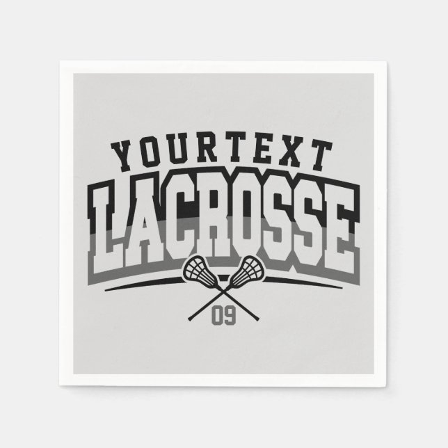 Personalized Lacrosse Player ADD NAME Team Number Napkins (Front)