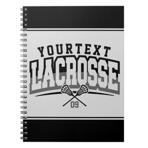 Personalized Lacrosse Player ADD NAME Team Number Notebook