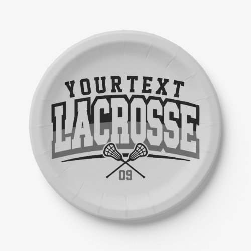Personalized Lacrosse Player ADD NAME Team Number Paper Plates