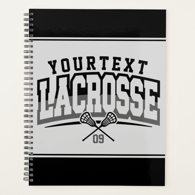 Personalized Lacrosse Player ADD NAME Team Number Planner (Front)