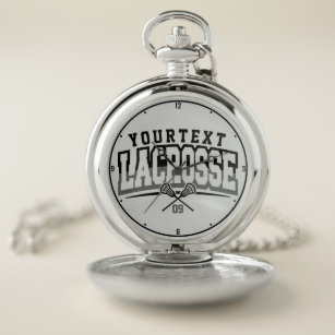 Personalized Lacrosse Player ADD NAME Team Number Pocket Watch