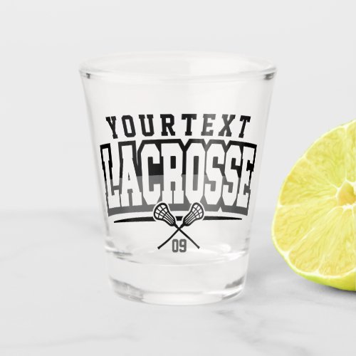 Personalized Lacrosse Player ADD NAME Team Number Shot Glass