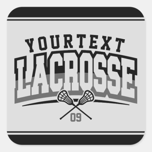 Personalized Lacrosse Player ADD NAME Team Number Square Sticker