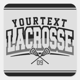 Personalized Lacrosse Player ADD NAME Team Number Square Sticker