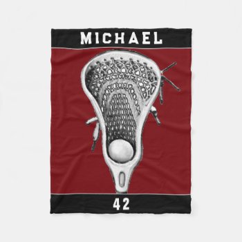 Personalized Lacrosse Player Fleece Blanket by lacrosseshop at Zazzle