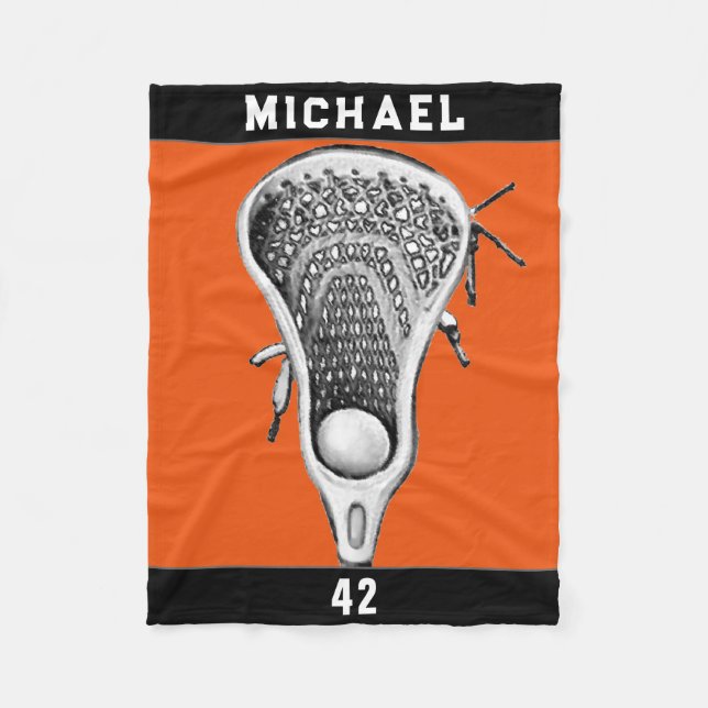 Personalized Lacrosse Player Fleece Blanket (Front)
