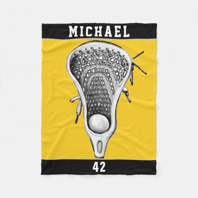 Personalized Lacrosse Player Fleece Blanket (Front)