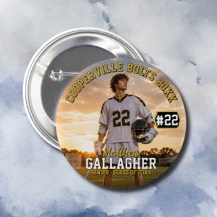 Personalized Lacrosse Player Photo Button