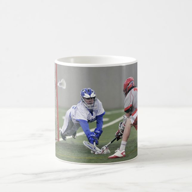 Personalized Lacrosse Player Photo Coffee Mug (Center)