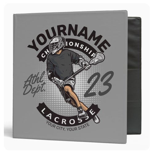 Personalized Lacrosse Player Sports Team Attack  3 Ring Binder