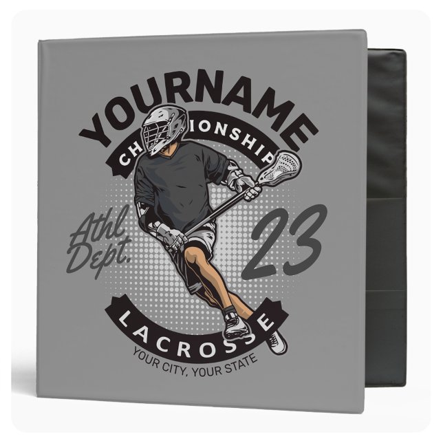 Personalized Lacrosse Player Sports Team Attack  3 Ring Binder (Creator Uploaded)