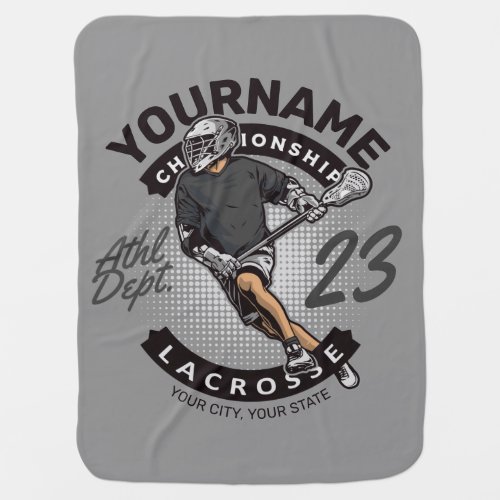 Personalized Lacrosse Player Sports Team Attack  Baby Blanket