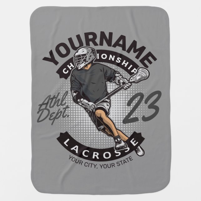 Personalized Lacrosse Player Sports Team Attack  Baby Blanket (Front)