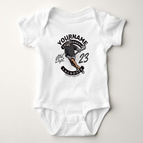 Personalized Lacrosse Player Sports Team Attack  Baby Bodysuit