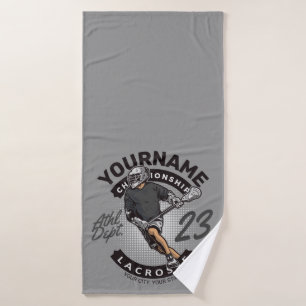 Personalized Lacrosse Player Sports Team Attack Bath Towel Set