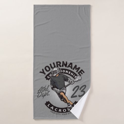 Personalized Lacrosse Player Sports Team Attack Bath Towel Set