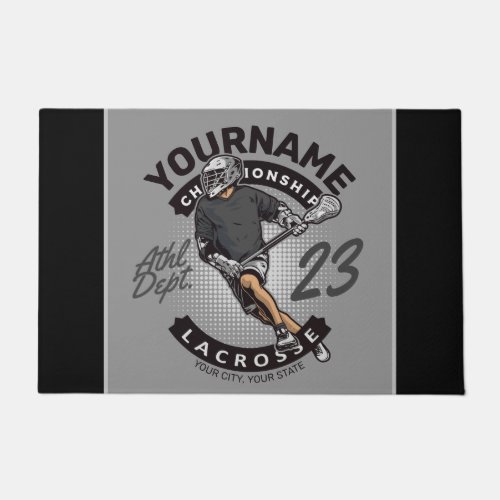 Personalized Lacrosse Player Sports Team Attack  Doormat