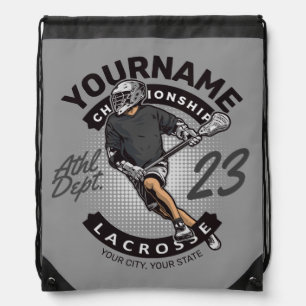 Personalized Lacrosse Player Sports Team Attack Drawstring Bag