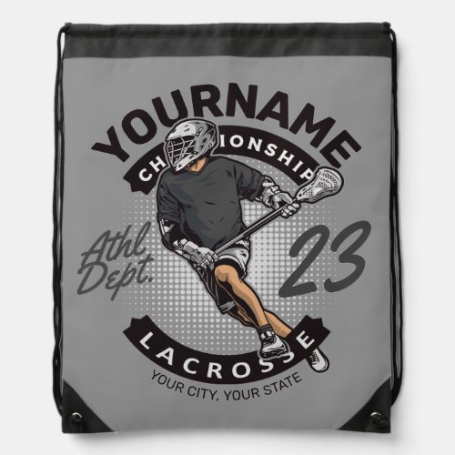 Personalized Lacrosse Player Sports Team Attack  Drawstring Bag