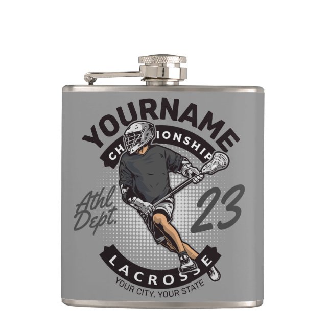 Personalized Lacrosse Player Sports Team Attack  Flask (Front)