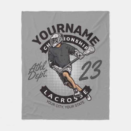 Personalized Lacrosse Player Sports Team Attack  Fleece Blanket