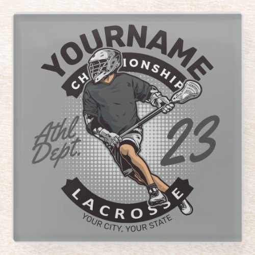 Personalized Lacrosse Player Sports Team Attack Glass Coaster
