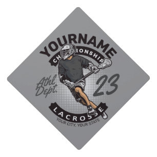 Personalized Lacrosse Player Sports Team Attack Graduation Cap Topper