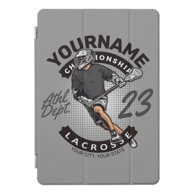 Personalized Lacrosse Player Sports Team Attack iPad Pro Cover (Front)
