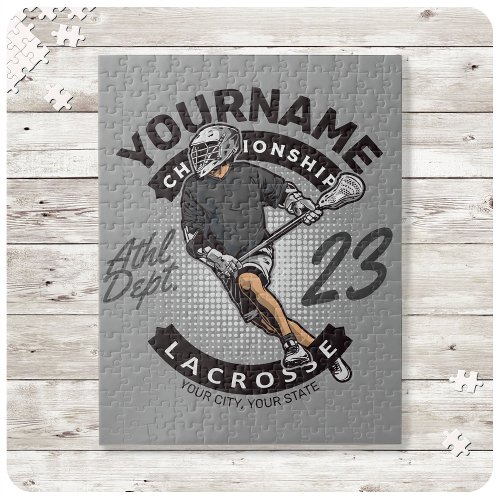 Personalized Lacrosse Player Sports Team Attack Jigsaw Puzzle
