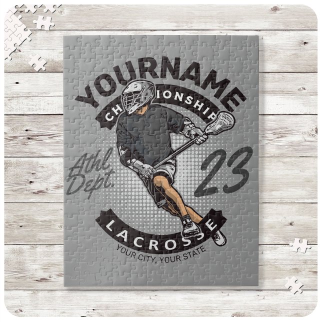 Personalized Lacrosse Player Sports Team Attack Jigsaw Puzzle (Creator Uploaded)