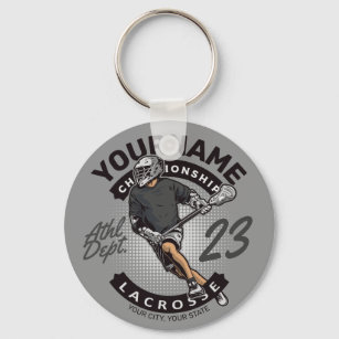 Personalized Lacrosse Player Sports Team Attack  Keychain