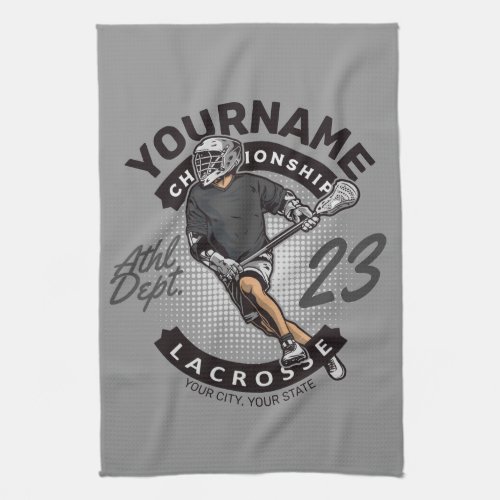 Personalized Lacrosse Player Sports Team Attack  Kitchen Towel