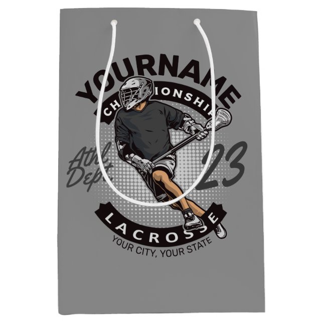 Personalized Lacrosse Player Sports Team Attack  Medium Gift Bag (Front)