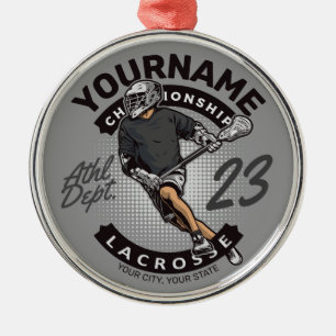 Personalized Lacrosse Player Sports Team Attack Metal Ornament